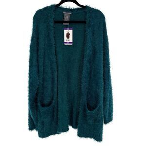 Chelsea & Theodore Open Front Cardigan‎ Teal Green Sweater XXL NWT